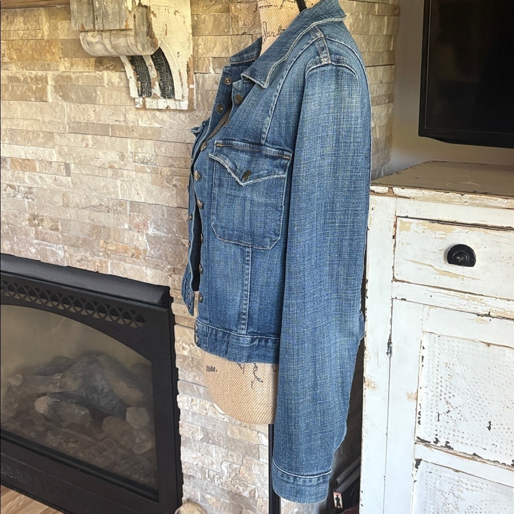 Current Elliott The Snap Jacket jean jacket cropped perfectly worn snap closure - Picture 4 of 16